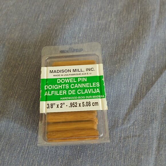 Wood Dowel Pins 18 pieces 3/8" x 2" by Madison Mill Inc. - Picture 1 of 2